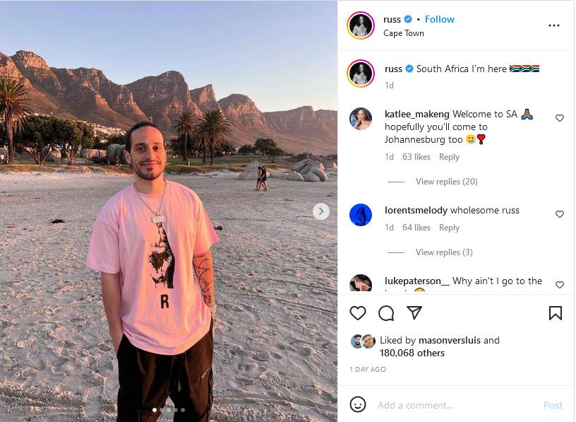 In Pictures: American Rapper Russ Chilling In South Africa 2