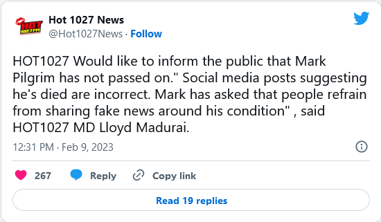 Mark Pilgrim Alive, Asks The Public To Refrain From Spreading Fake News About Him 2