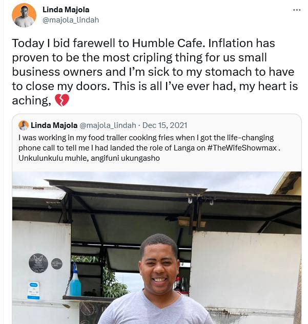 Mzansi Empathetic As Linda Majola Laments Having To Shut Down Humble Cafe Over Inflation 2