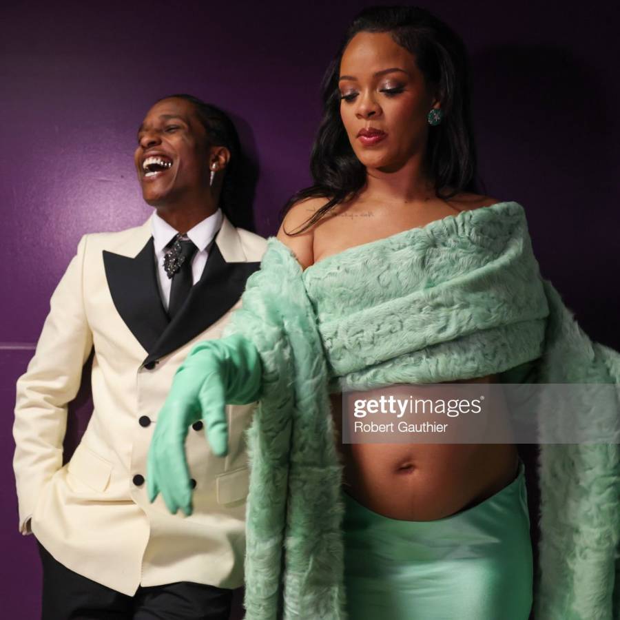 In Pictures: Pregnant Rihanna &Amp; Baby Daddy A$Ap Rocky'S Cosy At The Oscars 2023 2