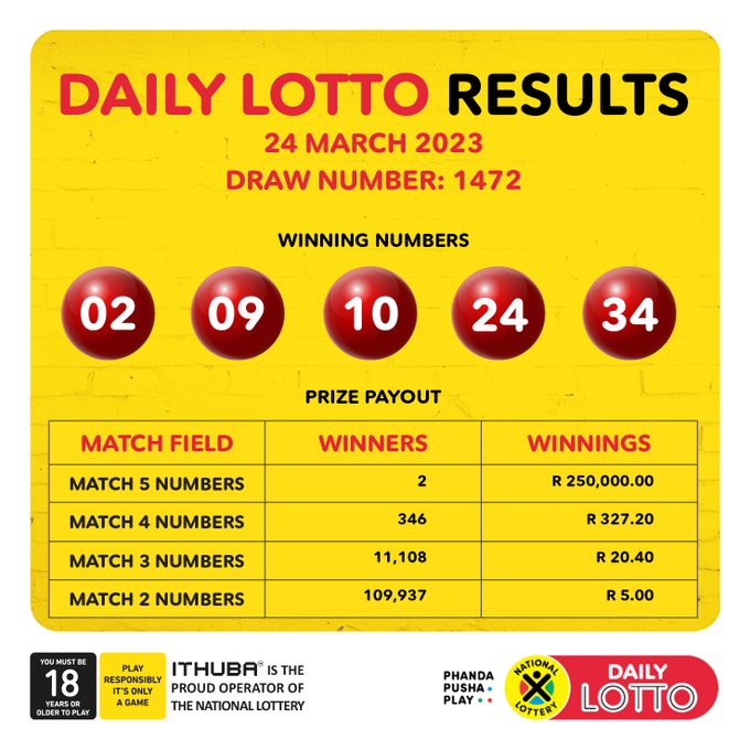 Sa Lottery Results: Daily Lotto, Powerball, Lotto, And Lotto Plus - March 24 And 25, 2023 2