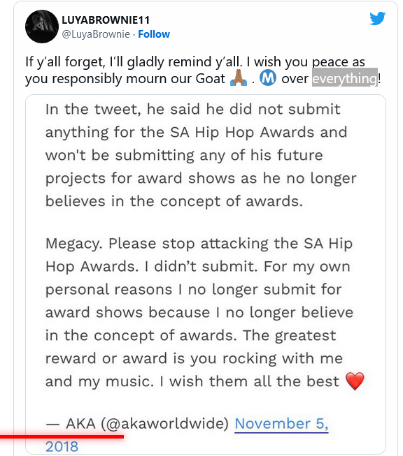 Metro Fm Music Awards: The Megacy Maintains Aka'S Stance On Music Awards 5