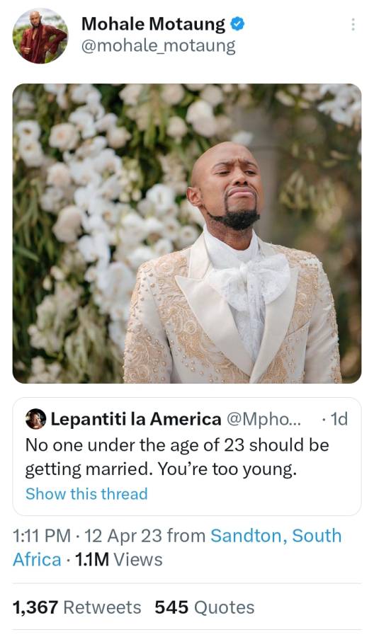 Mzansi Humoured As Mohale Motaung Posts Snap Of His Wedding To Somizi 2