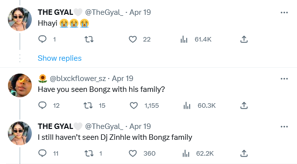 Tweeps Debate Why Dj Zinhle Doesn’t Post Murdah Bongz’s Family 6