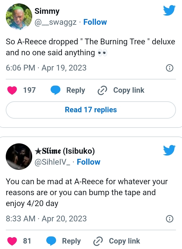 Tweeps React To A-Reece Being Quiet About Dropping &Quot;The Burning Tree Remix Deluxe&Quot; 2