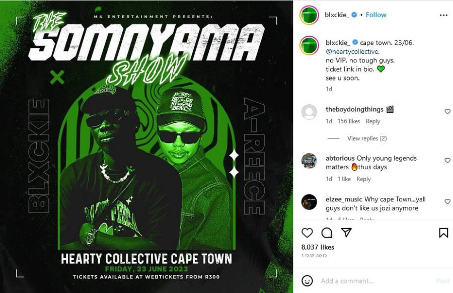 Somnyama Show: Blxckie &Amp; A-Reece Announce Hip Hop Concert In June 2
