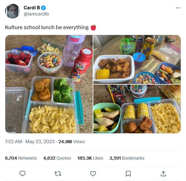 Cardi B'S Lunch Pack For Daughter Kulture Provokes Debate On Healthy Eating 2