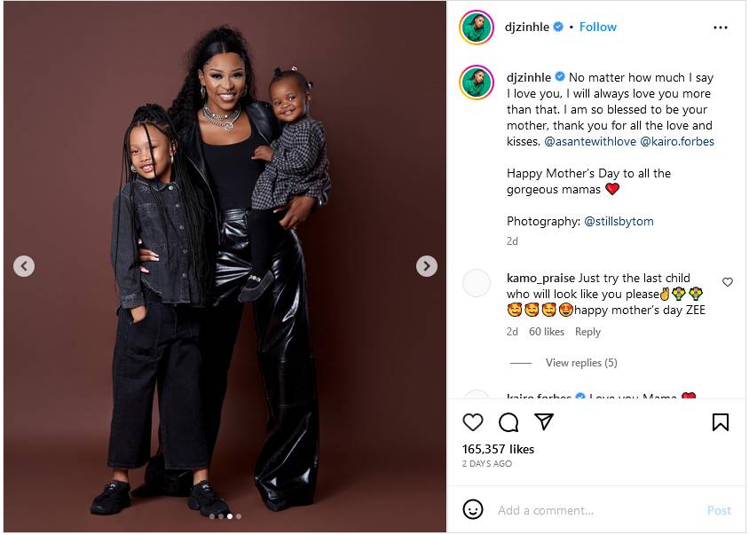 Dj Zinhle S Touching Mother S Day Message To Daughters Kairo And Asante Ubetoo