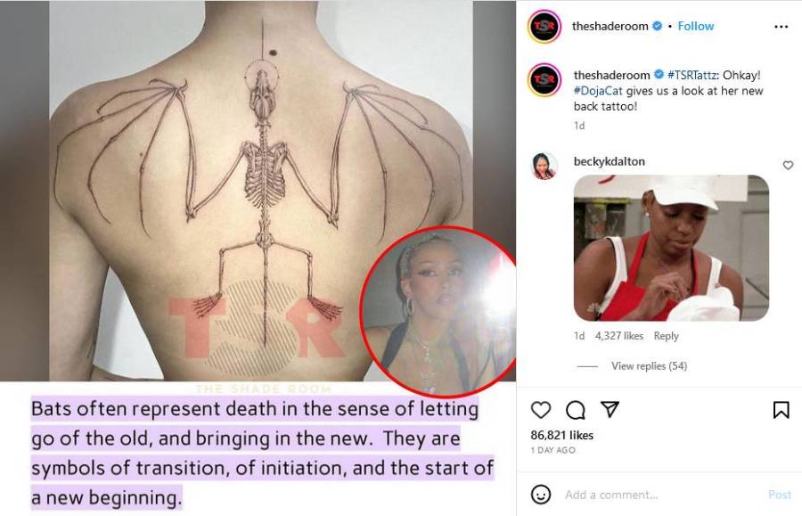 Doja Cat'S Bat-Inspired Back Tattoo Provokes Illuminati Association Rumours 2