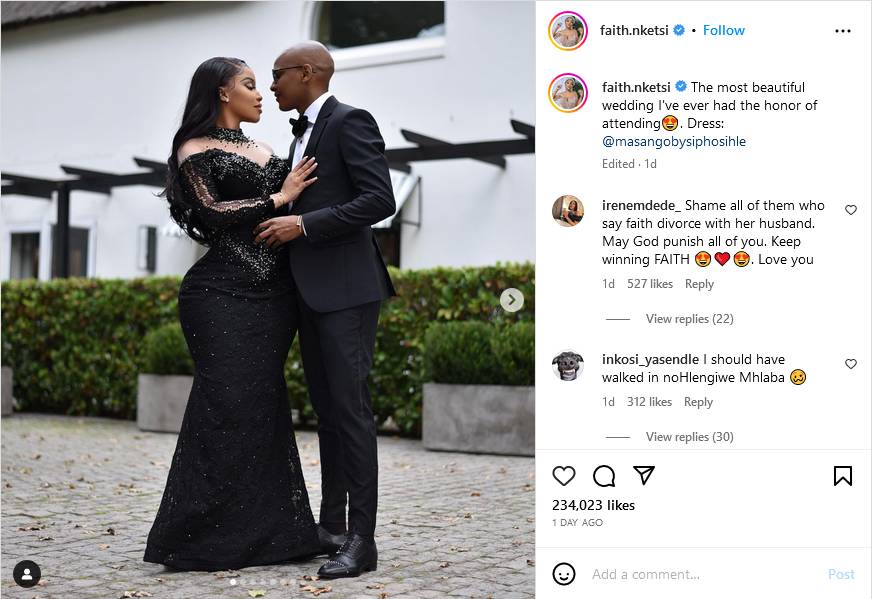 Faith Nketsi &Amp; Husband Nzuzo Njilo Rock Matching Outfits At Friend'S Wedding 3