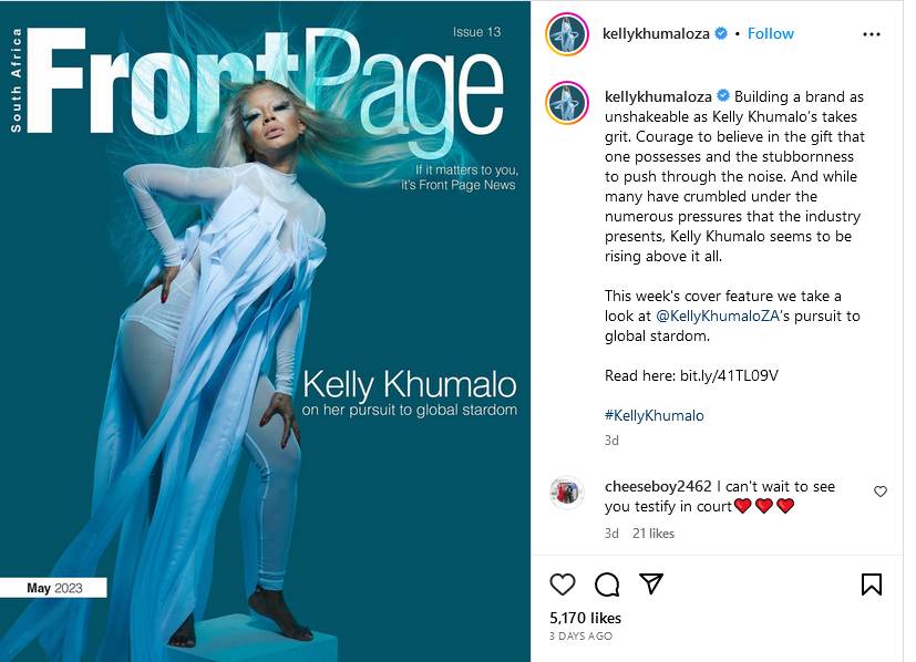 Amid Senzo Meyiwa Murder Trial, Kelly Khumalo Graces Front Page Magazine Cover 2