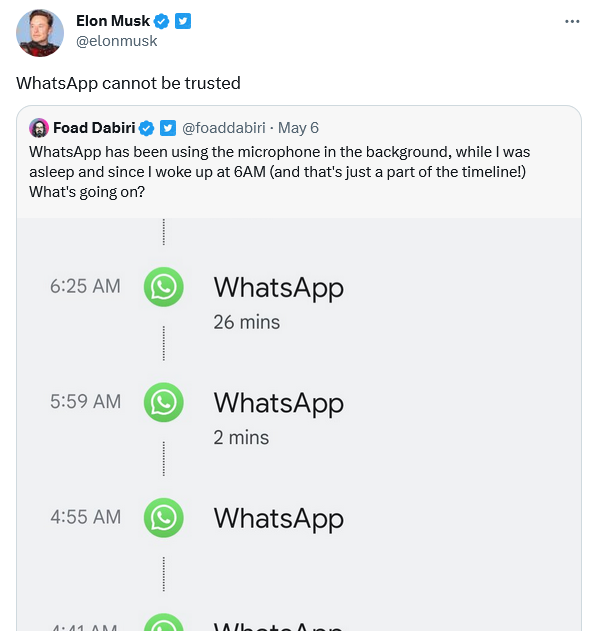 Elon Musk Provokes Debate With Comment About Whatsapp 2