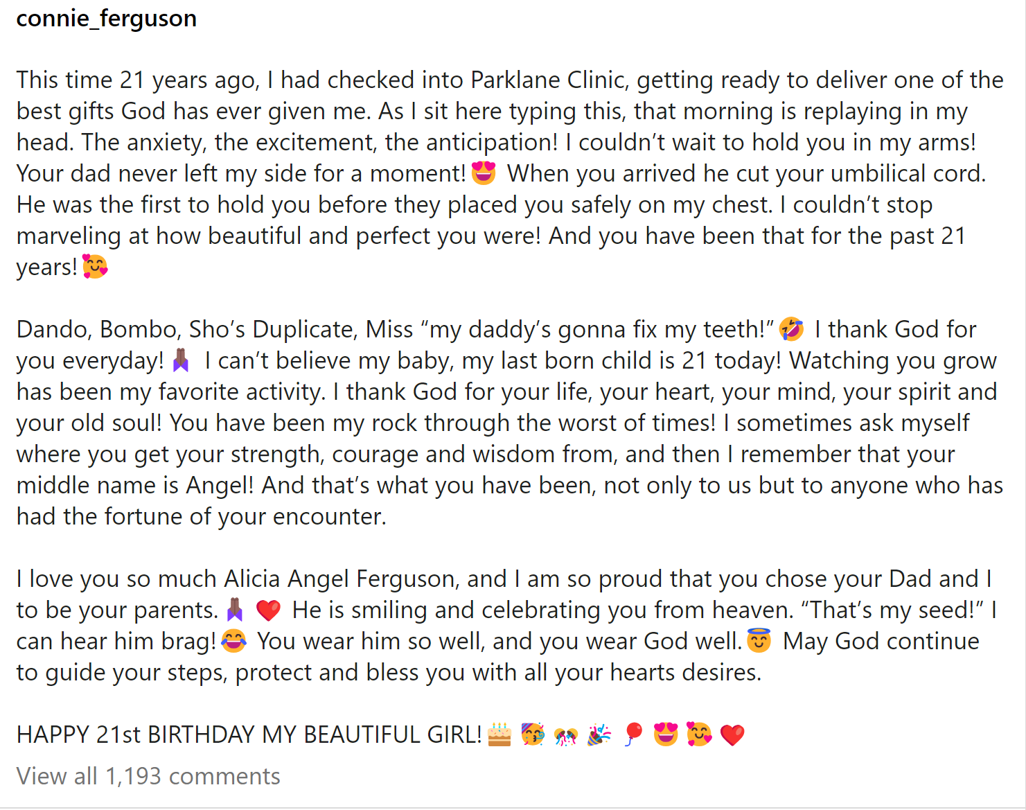 Connie Ferguson Posts Sweet Message For Daughter, Alicia'S 21St Birthday 3