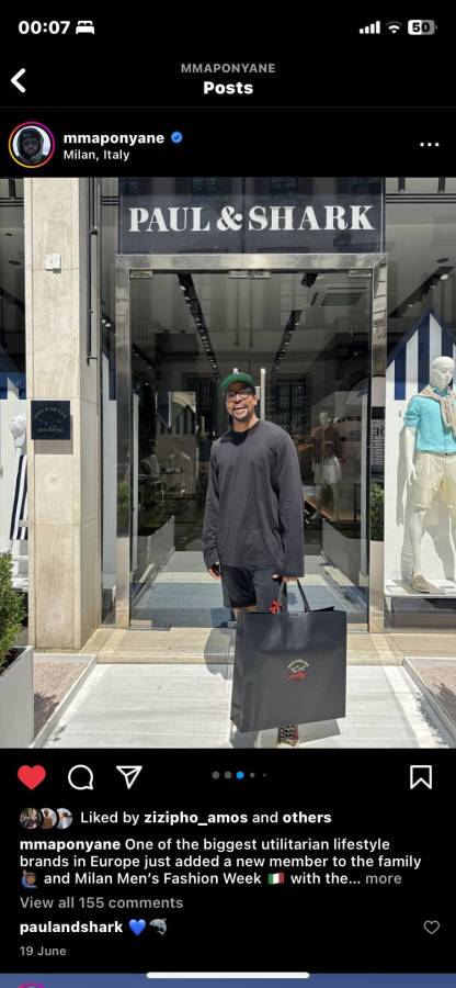 Romance Rumours Continue As Maps Maponyane’s Shoes Allegedly Appears On Shudu Musinda’s Instagram Photo In Milan 4