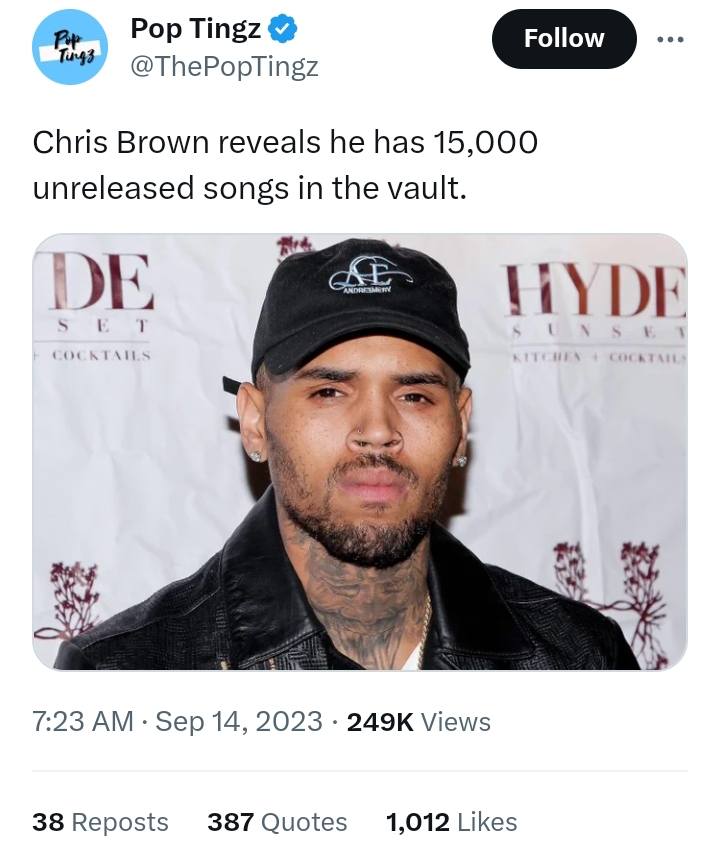 Chris Brown Has 15K Unreleased Songs In His Vault In His Safe 2