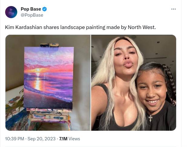 Keen Interest As Kim Kardashian Shows Off Daughter North West'S Landscape Painting 2