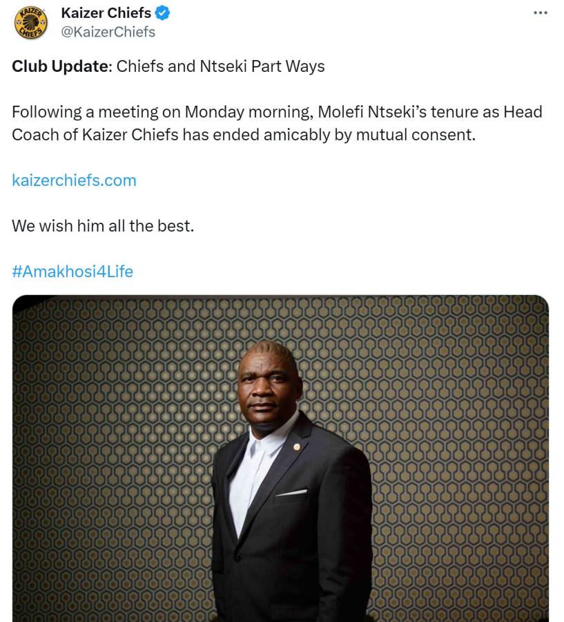 Kaizer Chiefs Announce Departure Of Head Coach Molefi Ntseki 2