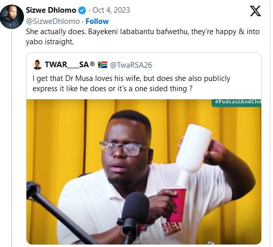 Sizwe Dhlomo On Claims Liesl Laurie Doesn’t Love Her Husband, Dr Musa Mthombeni 2