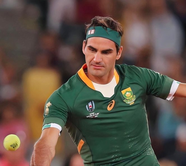 Roger Federer Rocks Springboks Jersey 1