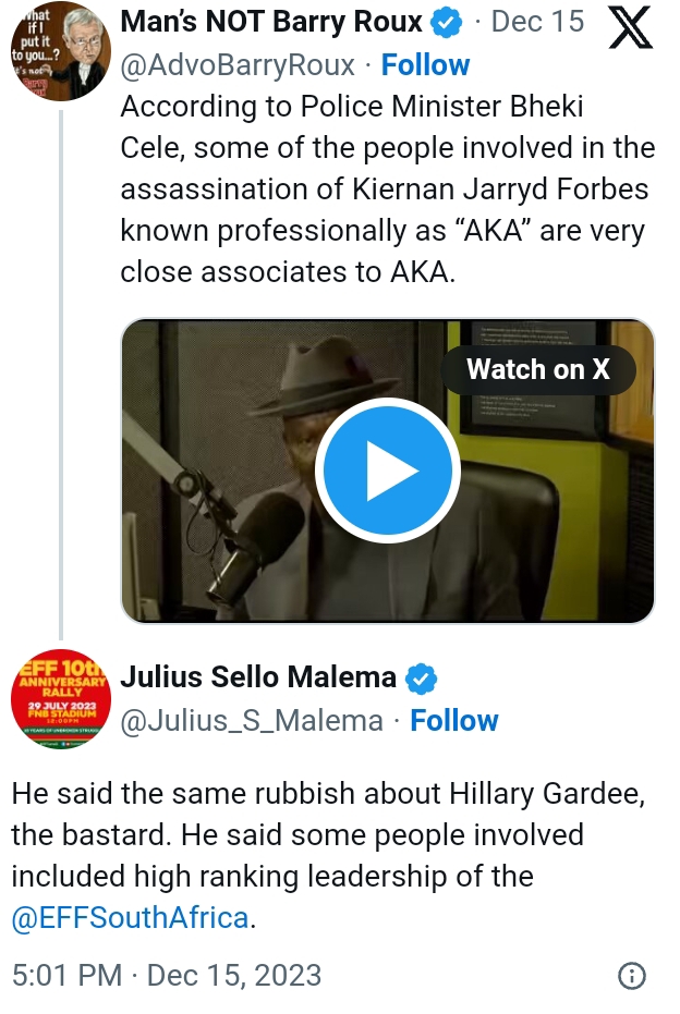 Malema Reacts To Bheki Cele'S Vague Comments On Aka'S Murder Investigation 2