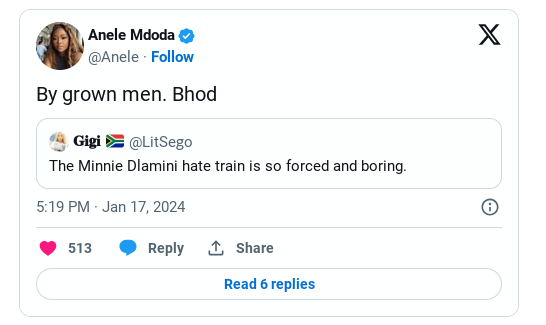 Social Media Bullying: Anele Mdoda Rises To Minnie Dlamini'S Defence 1