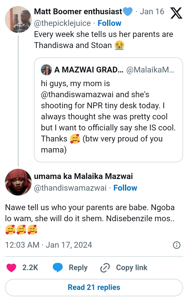 Thandiswa Mazwai Defends Daughter Malaika From An Online Troll 2