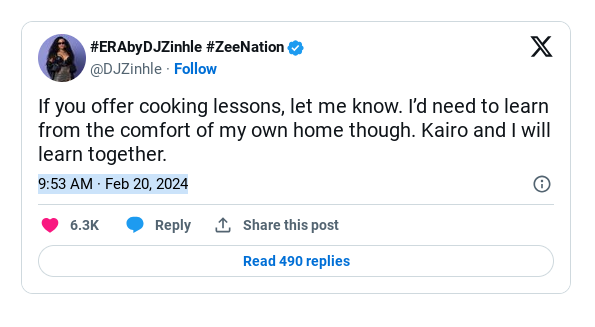 Dj Zinhle Reacts To Backlash Over Not Knowing How To Cook 2