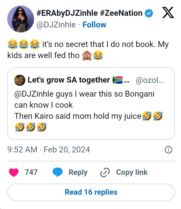 Dj Zinhle Wants Cooking Lessons After Kairo Exposed Her 3