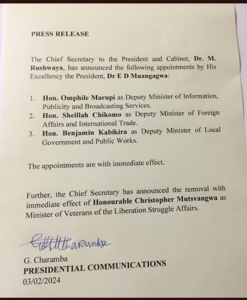 Mnangagwa Dismisses Mutsvangwa Amidst Controversy 2