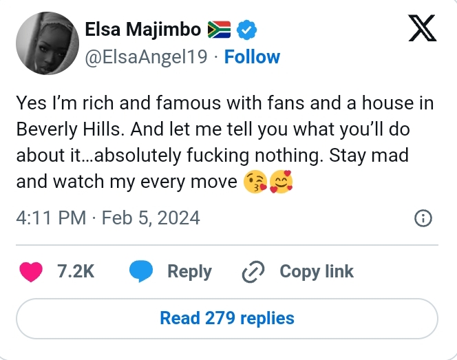Nonhle Thema Trends As Mzansi Slams Elsa Majimbo For Bragging About Her Wealth 2