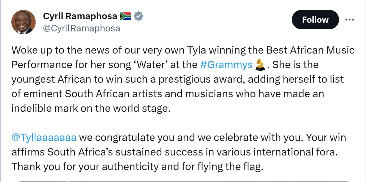 Tyla Triumphs With Historic Win At The 2024 Grammys 2