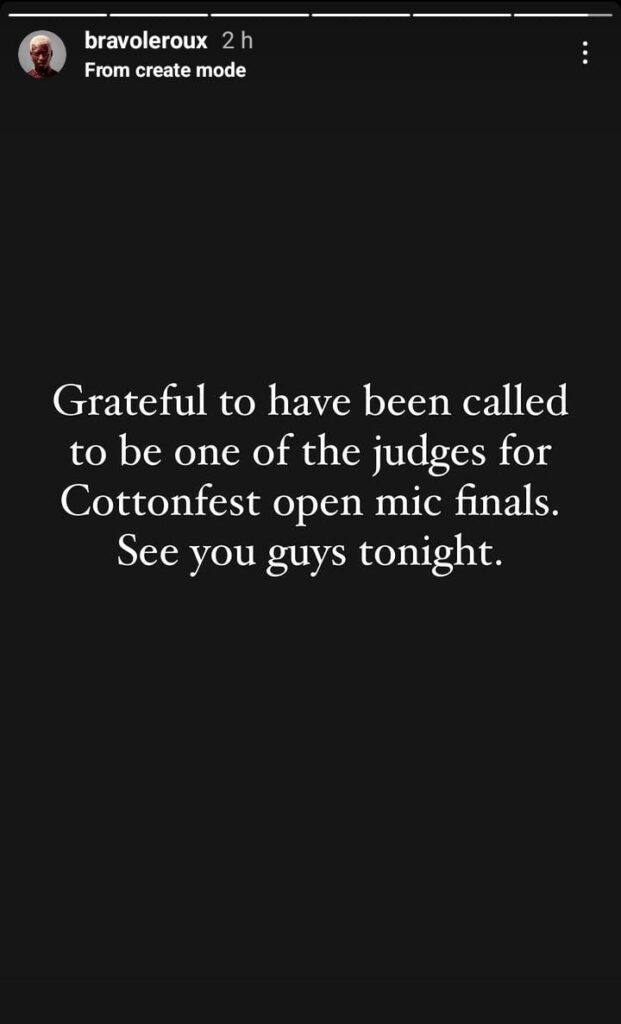 Bravo Le Roux Picked For Cottonfest Open Mic Finals Judging Panel 2