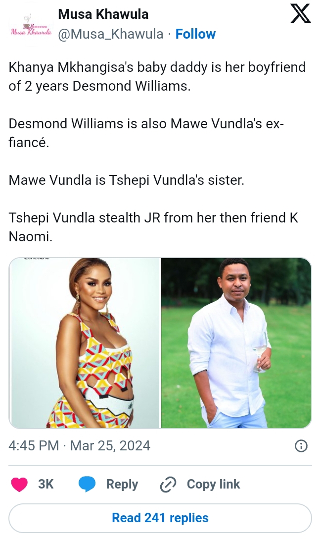 Khanya Mkangisa’s Baby Daddy Sparks Conversations About Entanglements In The Showbiz Industry 2