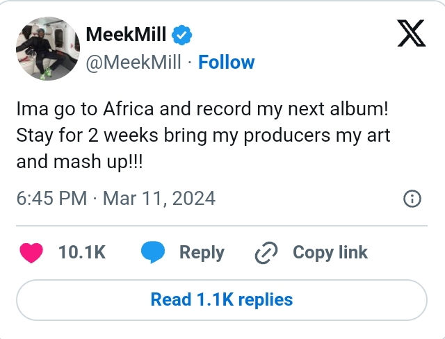 Meek Mill To Record His Next Album In Africa 2