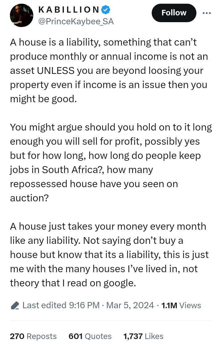 Prince Kaybee Slammed My Mzansi After Saying Buying A House Is A Liability 2