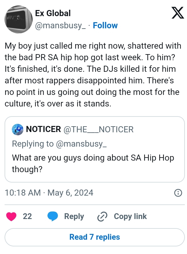 Ex Global Says Sa Hip Hop Is Dead 2