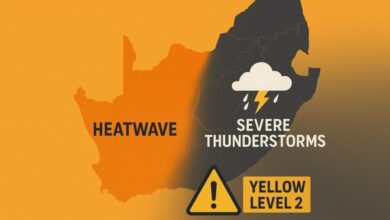 South Africa Gripped by Extreme Weather: Yellow Level 2 Storm Alerts and West Coast Heatwave Collide