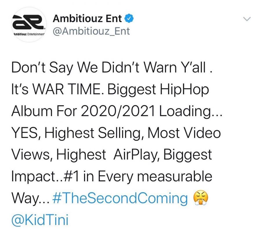 Ambitiouz Entertainment Announces Kid Tini'S &Quot;The Second Coming&Quot; Album 3