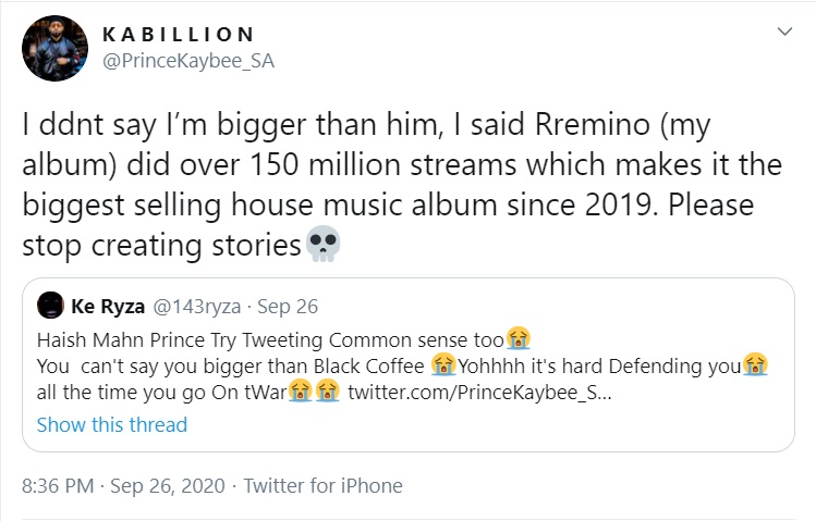Black Coffee 'Ends&Quot; Prince Kaybee With A Single Tweet 5
