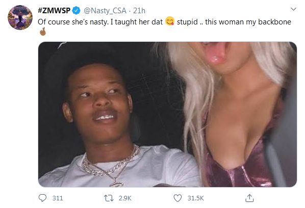 Nasty C Reacts As Tweep Calls His Girlfriend Sammie A “Nasty Gold Digger” 2