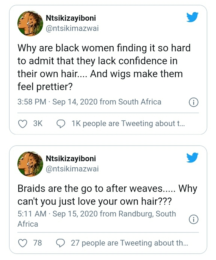 Ntsiki Mazwai'S Comments About Women Who Wear Weaves Causes Backlash 2
